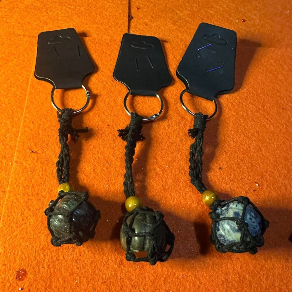 Woven rope crystal pumpkin key chains